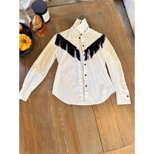 Norma Kamali Fringe Button Down Blouse - Timeless Style Is Everything But Fashio